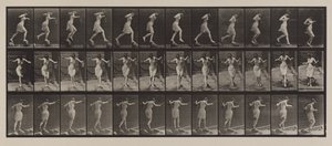 Crossing Brook on Step-Stones with Fishing-Pole and Can by Eadweard Muybridge